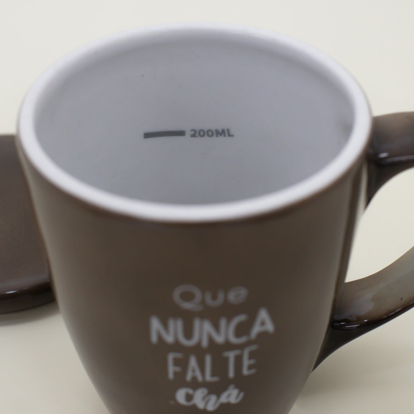 Caneca Porcelana Marrom - com Tampa - 300ml