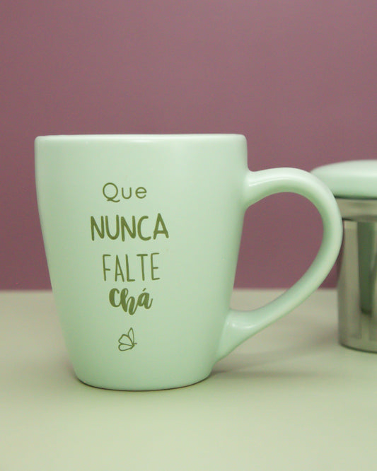 Kit Caneca Candy Verde + Filtro Infusor