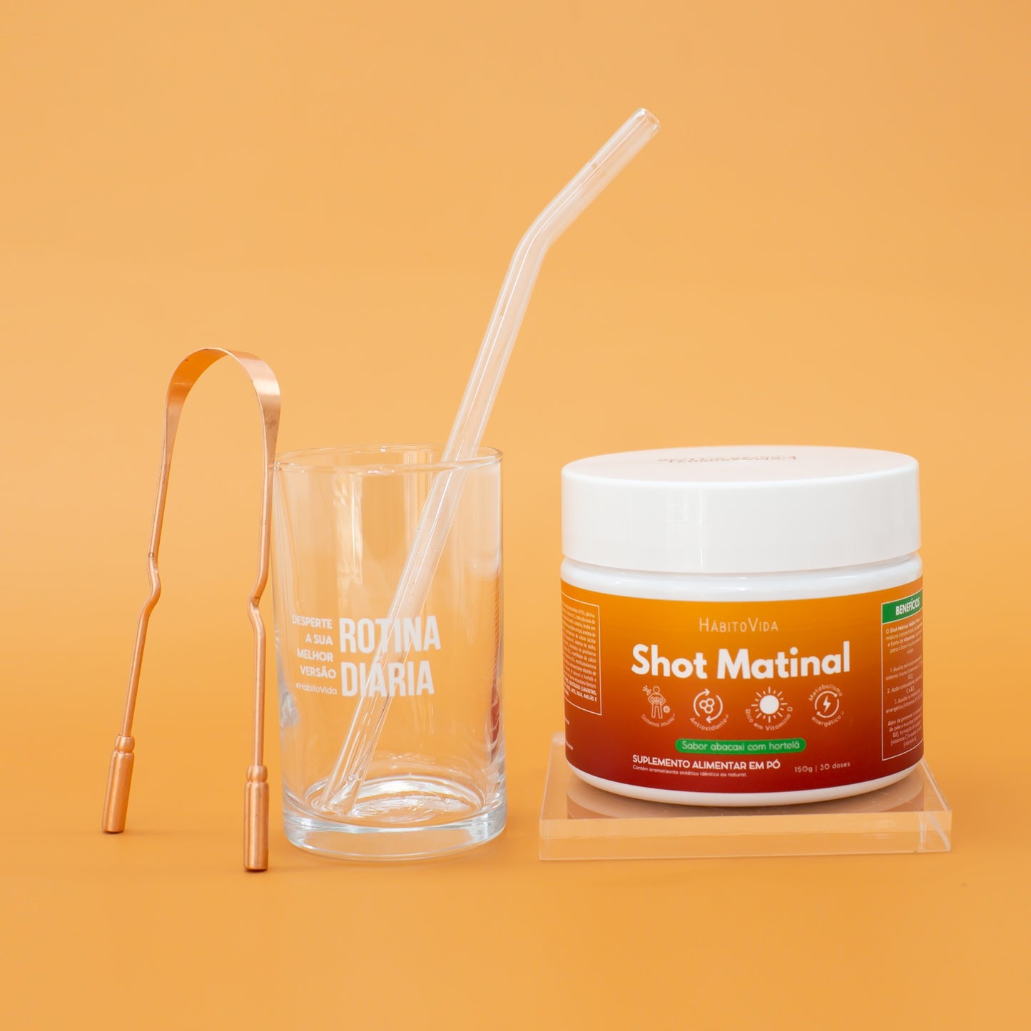 Kit Rotina Matinal - Combo 2 - Shot Matinal / Copinho para Shot / Raspador de Língua