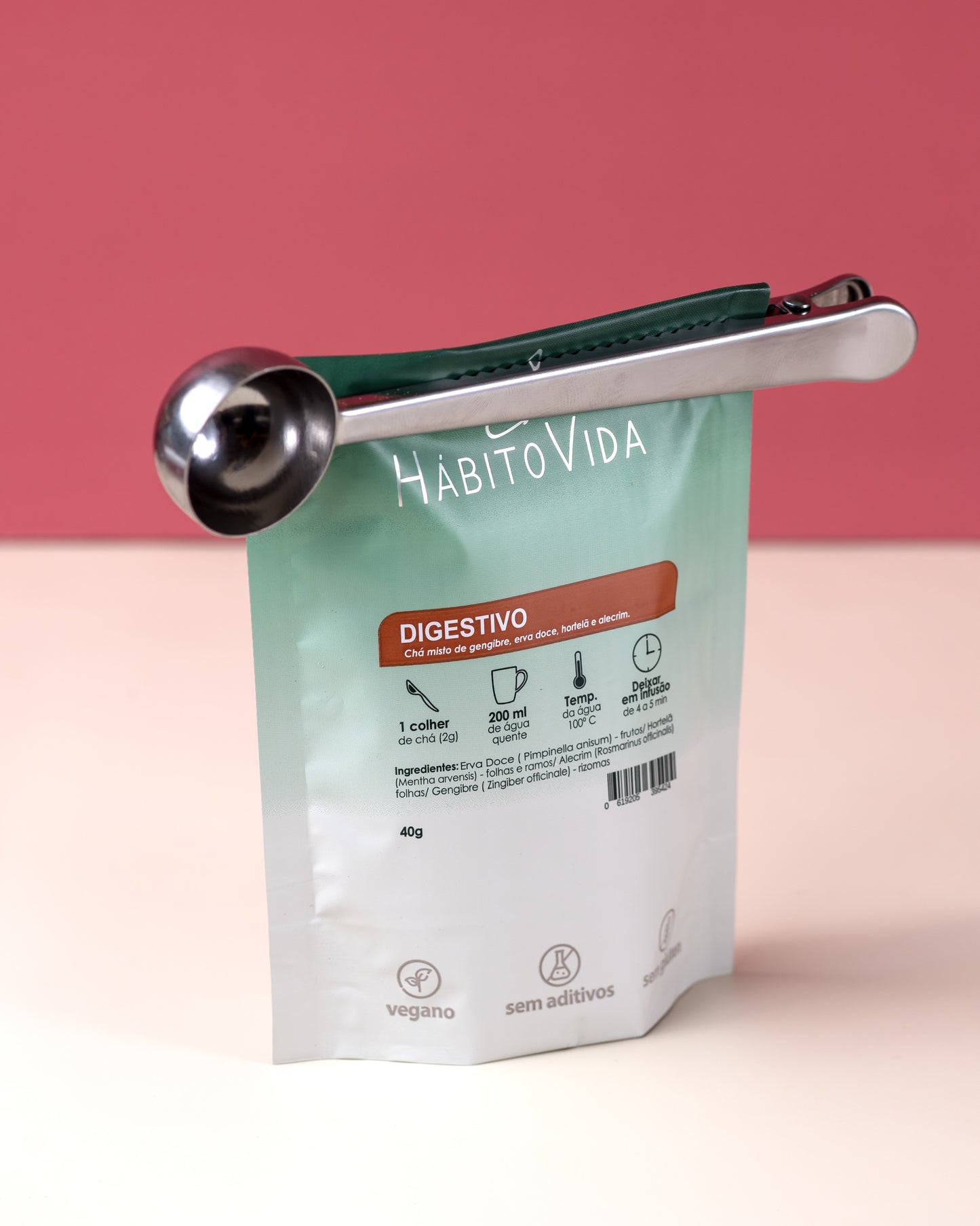 Colher Medidora para Chá - com Grampo Prendedor