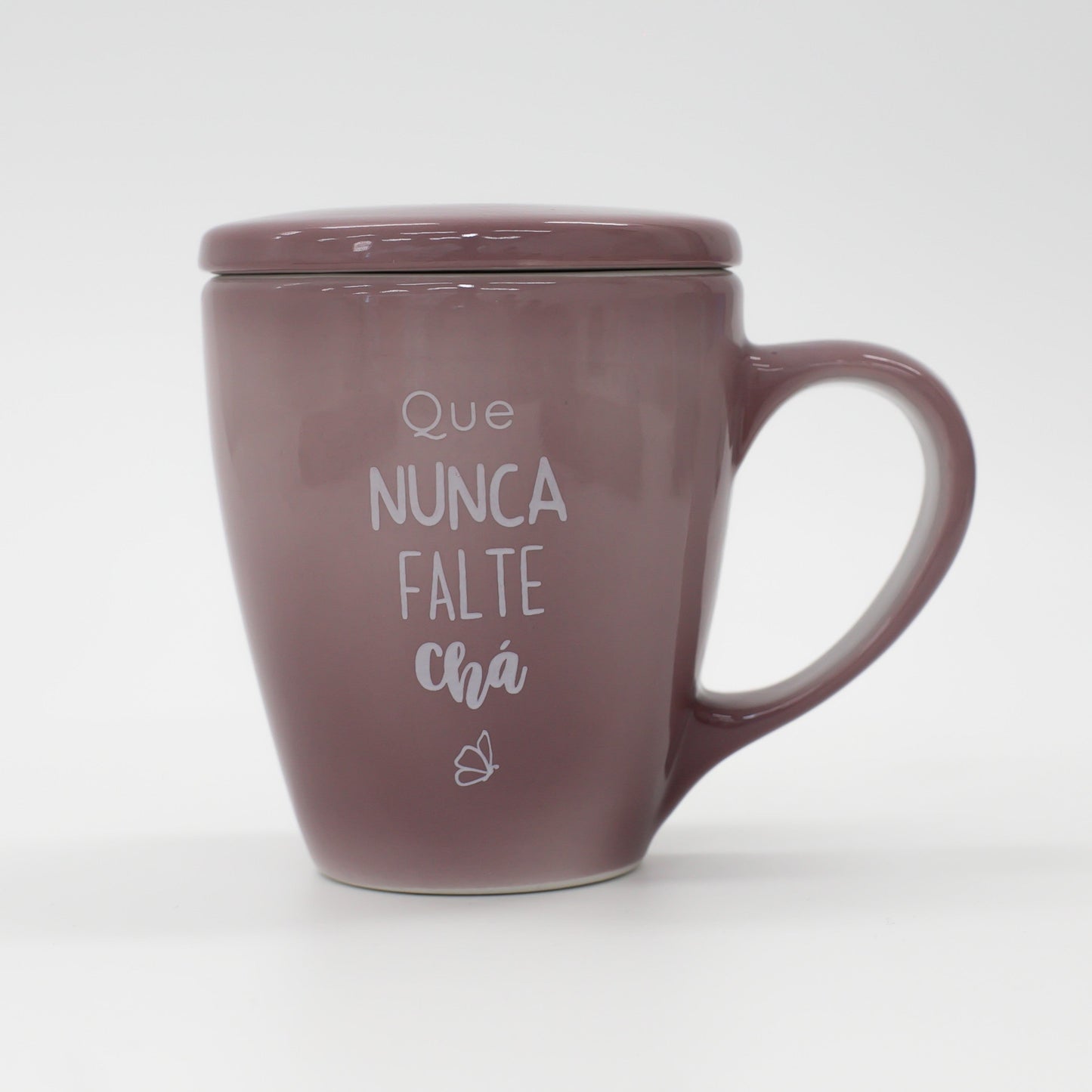 Caneca Porcelana Lílas - com Tampa - 300ml
