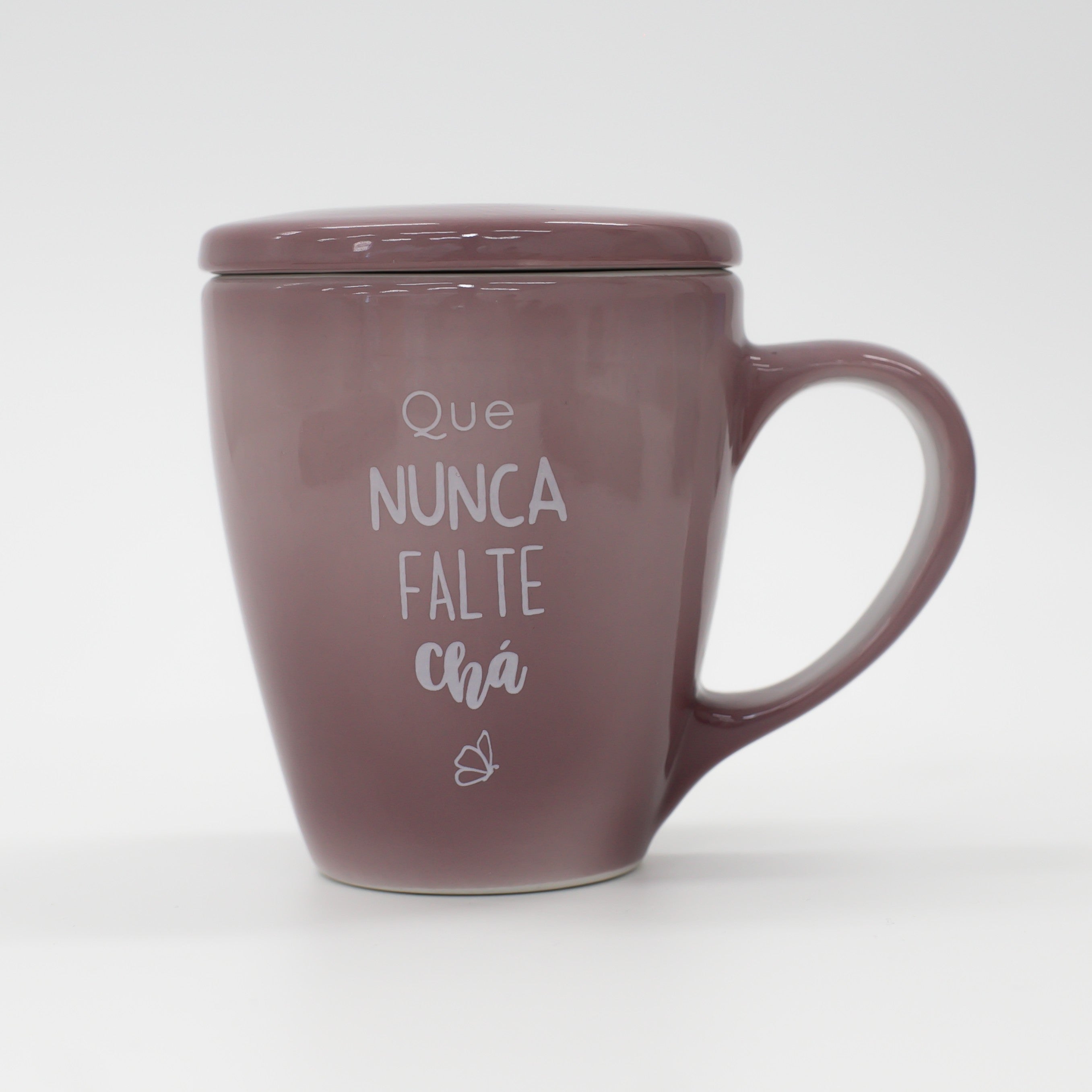 Caneca Porcelana Lílas - com Tampa - 300ml